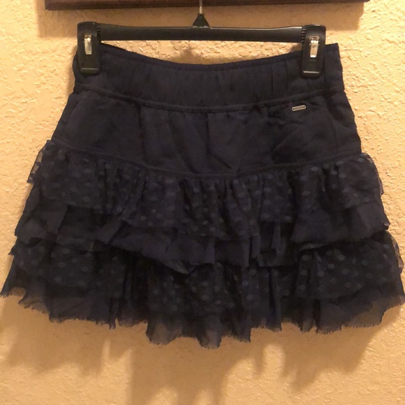 NWT HTF Rare Vintage Hollister Navy Blue ruffled tiered skirt. Beautiful details - Picture 10 of 12